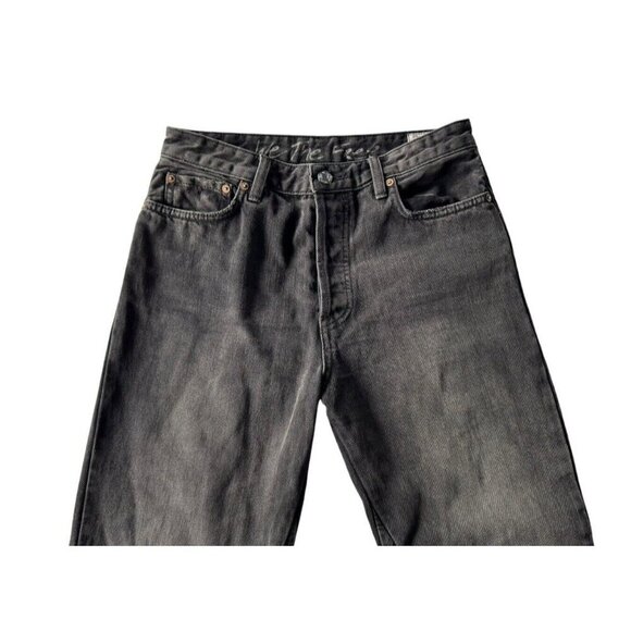 We The Free Womens 26 Black Regular High Rise Button Fly Slouchy Raw Hem Jeans - Picture 3 of 10